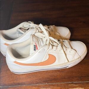 Nike Women's Cream and Orange Sneakers